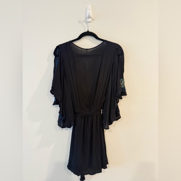 SOLD - Free People Romper with Blue and Green Floral Embroidery - Picture 5 of 5